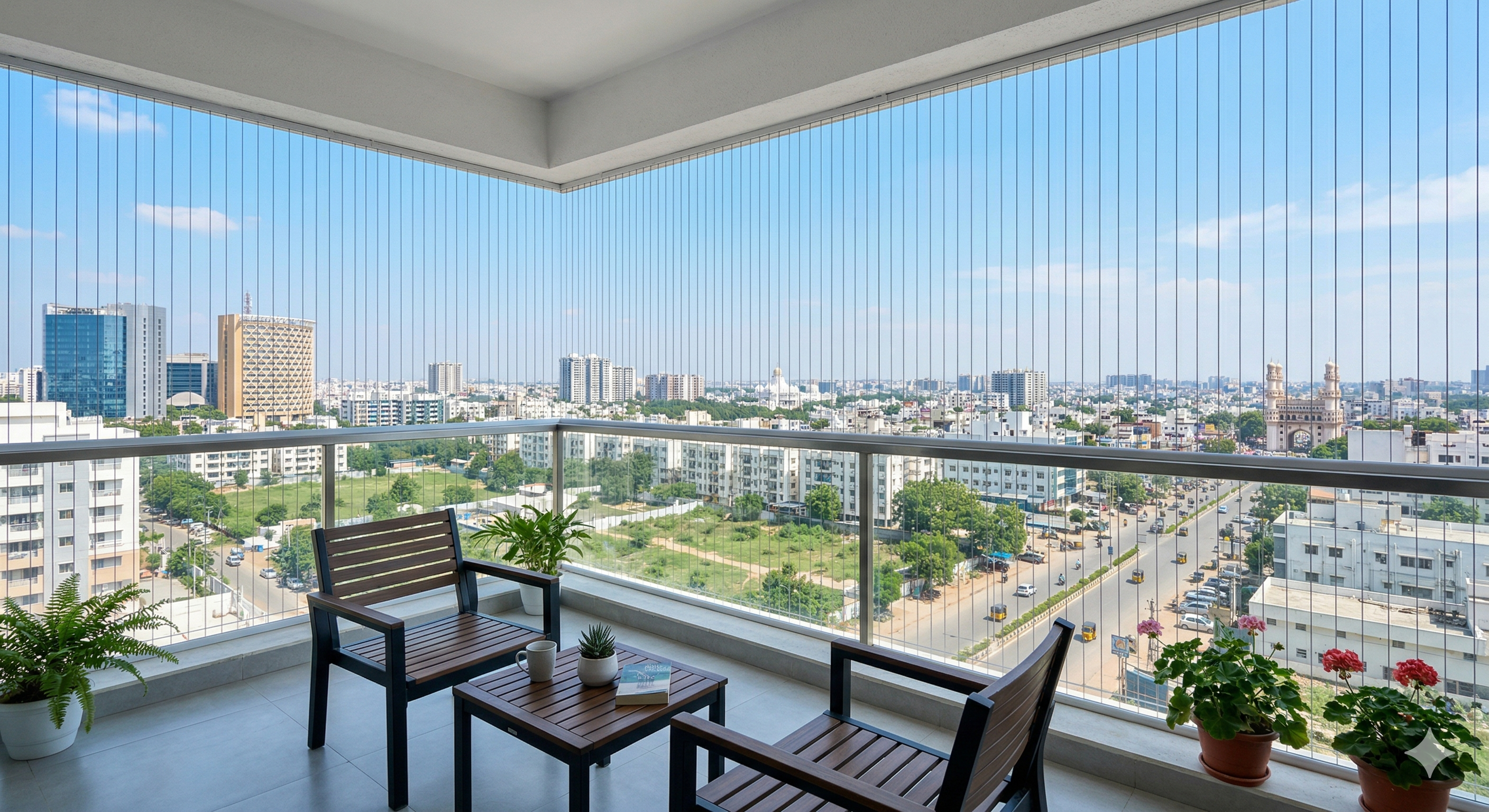 Villa Balcony Invisible Grill Railings — Vizag