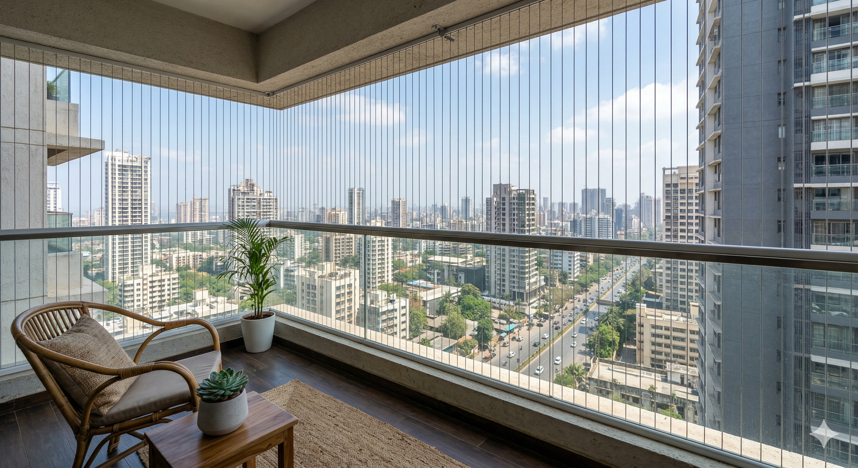 High-Rise Balcony Invisible Grill — HITEC City